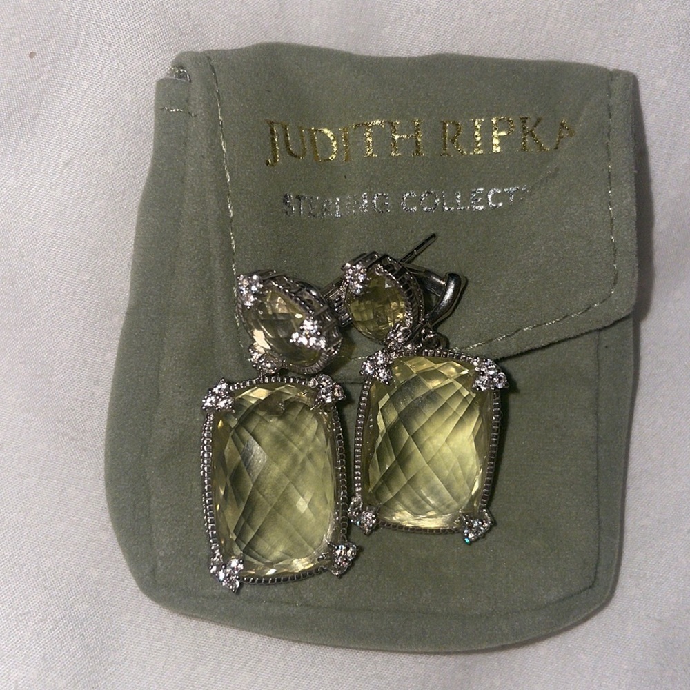 JUDITH RIPKA Classic Sterling Lemon Quartz & Diamoniq NEVER WORN